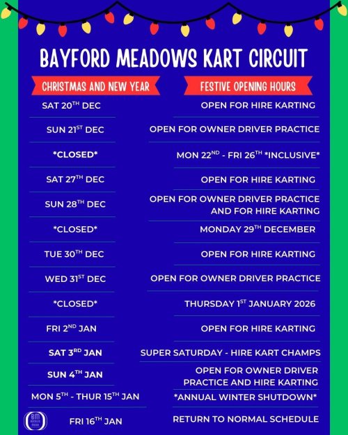 Bayford Festive Opening Hours